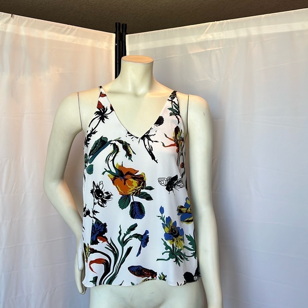 Tibi Silk Gothic Floral Tank Top